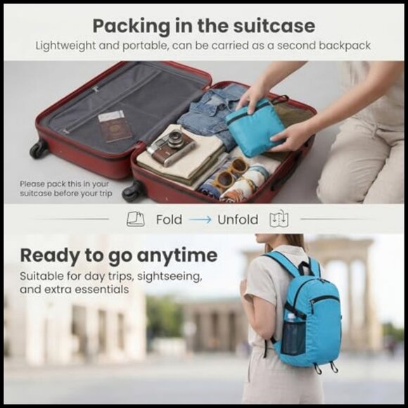 Lightweight Foldable Daypack Water-Resistant Hiking Backpack Travel Bag Women main image 4